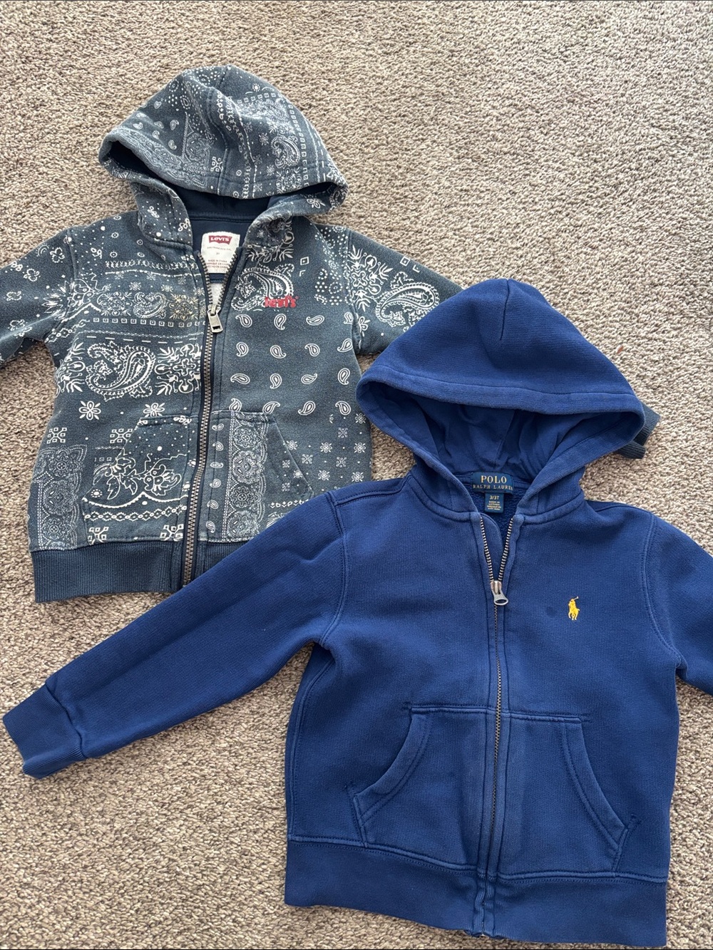 Polo by Ralph Lauren Royal Blue Hooded Zip Sweatshirt &Levi's size 3T